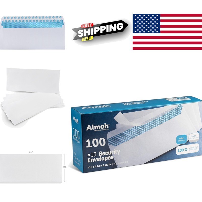 Security Self Seal Envelopes 100 Count White 4.13 x 9.5 Inches Windowless