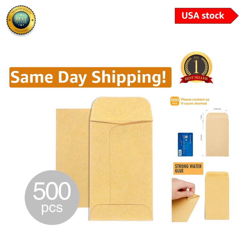ACKO 500-Pack Kraft Coin Envelopes 3 1/8 x 5 1/2 for Perfect Organization
