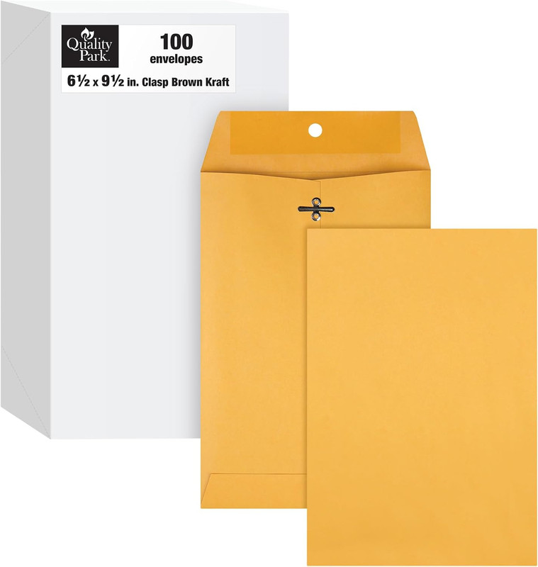 Quality Park Clasp Envelopes, 6.5 X 9.5 Inch Brown Kraft Catalog Envelopes, for