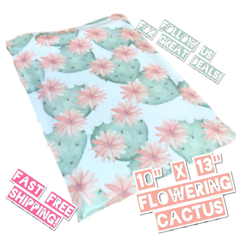 uPaknShip 10×13 Flowering Cactus Designer Poly Mailers – Shipping Envelopes