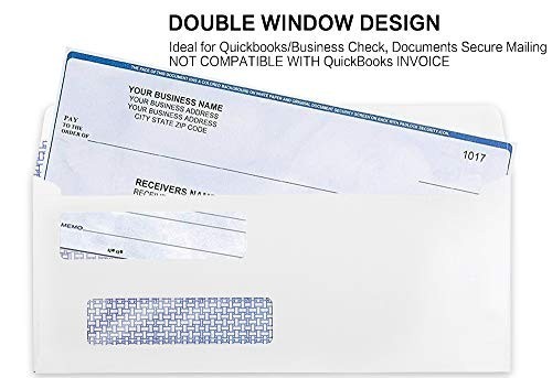 Double Window Security Check Envelopes - No. 8 for QuickBooks - 1000 Pack, 24 LB gallery