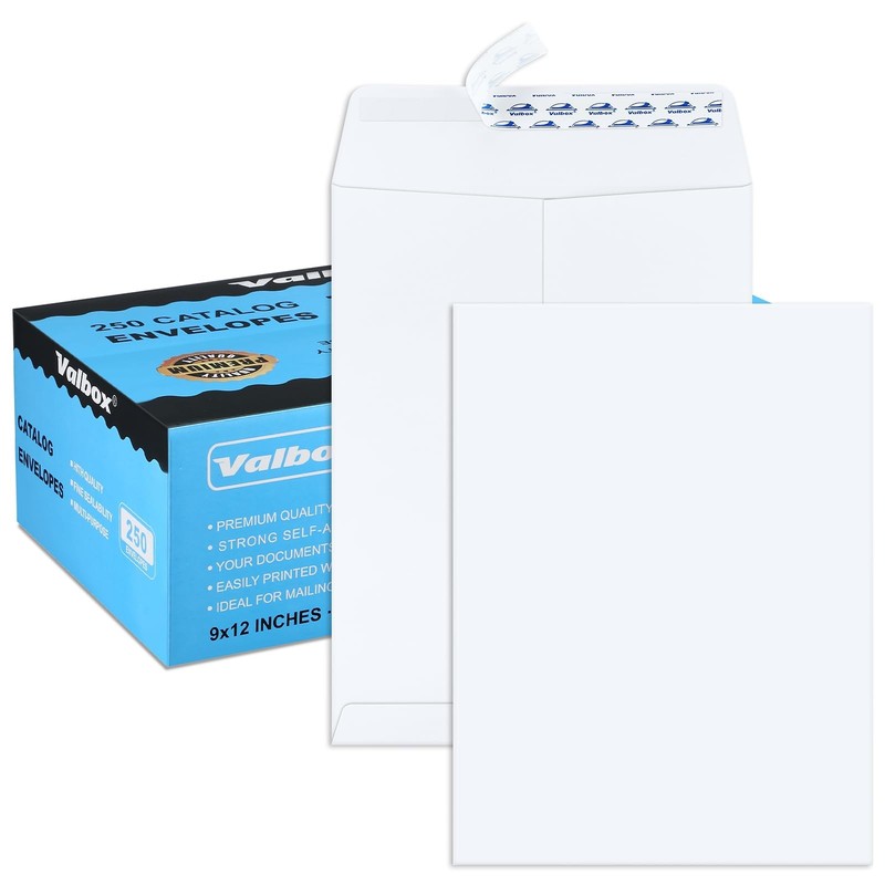 9×12 Self Seal Catalog Envelopes 250 Packs White Envelopes with Peel and Seal…