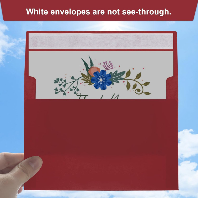 50 Packs Wine Red 5x7 Envelopes 5x7, Deep Red Color A7 Envelopes, Burgundy Invit gallery