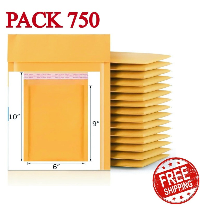 Pack 750 Units – Mailers, 6×9 Inch Size #0 Kraft Bubble Mailers Padded Envelopes