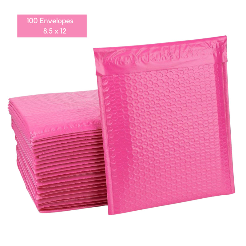 Bubble Poly Padded Envelope Mailers Shipping Size 8.5 x 12 Pink 100 Units