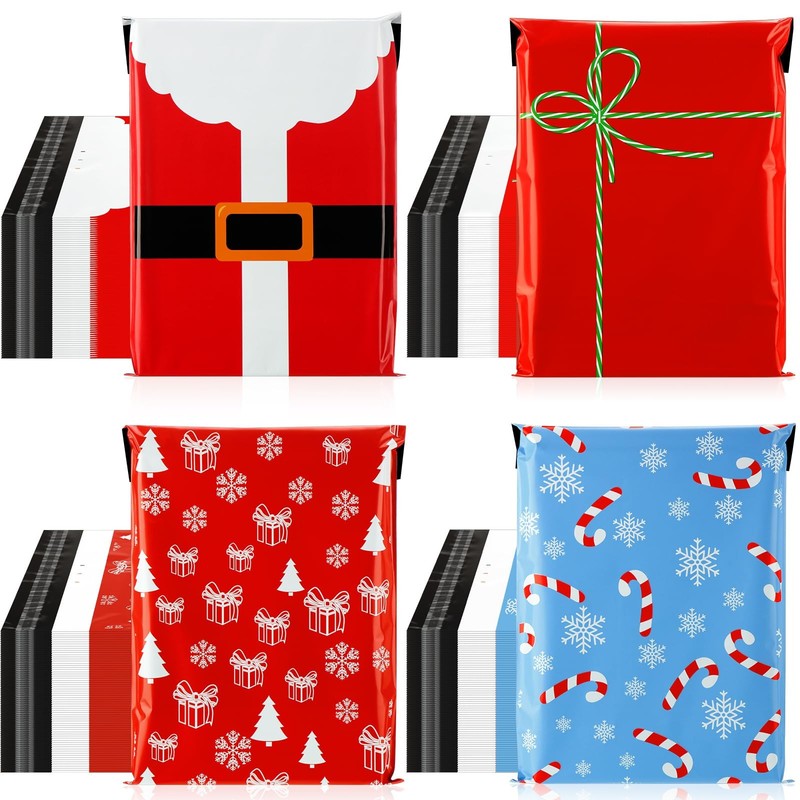 200 Pcs Large Christmas Poly Mailers 10 x 13 Inch Waterproof Christmas Mailer...