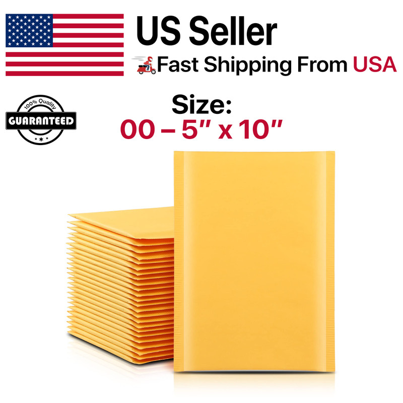 #00 5×10 (5×9) Kraft Bubble Mailers Padded Envelopes Mailing Shipping Bags