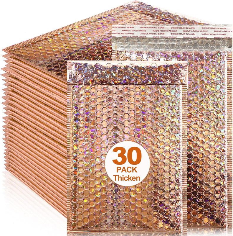 30 Pcs Holographic Bubble Mailers,11 x 7 Inch Metallic Bubble Mailers,Poly Padde gallery
