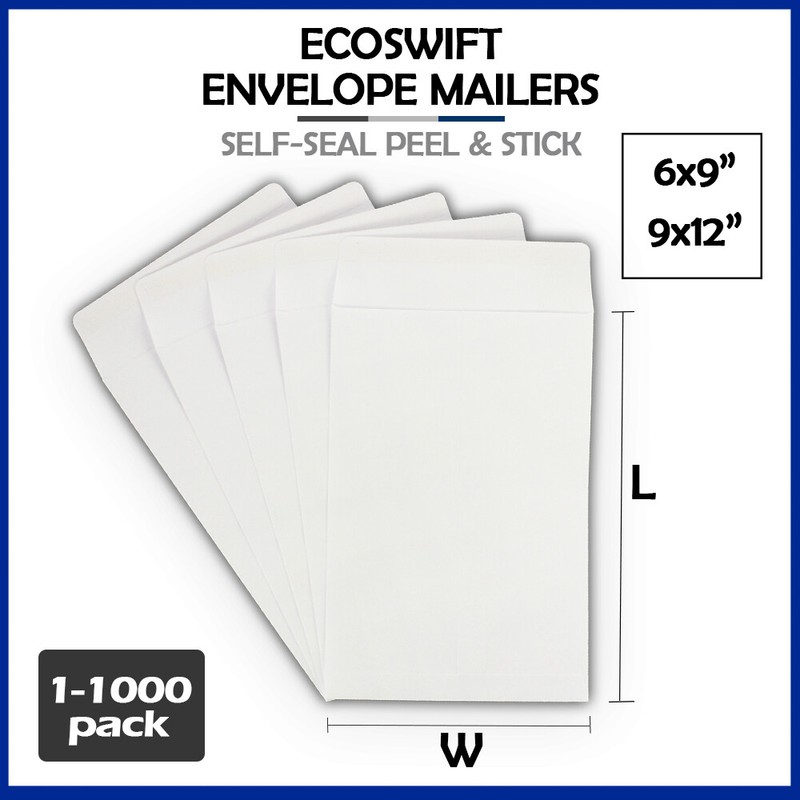 White Self-Seal Envelope for Shipping Mailing Kraft Paper Letter 28-lb 1000 500+