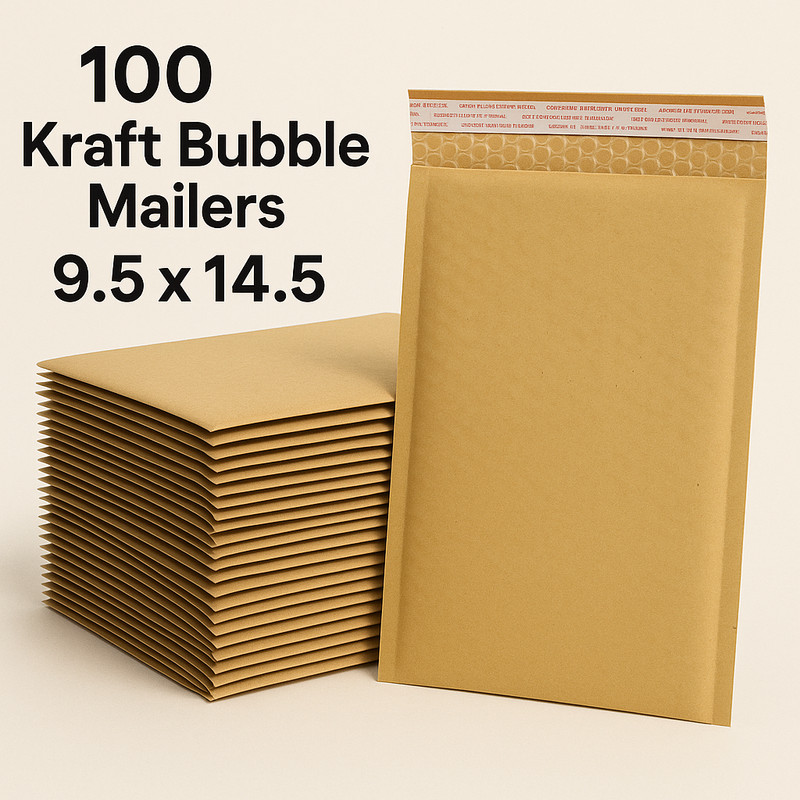 100 Kraft Bubble Mailers 9.5×14.5 Padded Envelopes Shipping Mailing Bags 9½”x14½