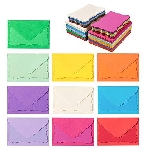 100 Pack Mini Envelopes with Colorful Blank Note Cards Small Self-Adhesive En…