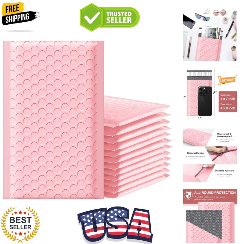 Bubble Mailers 4×8 Inch 50pc Light Pink Shipping Bags, Chic Packaging Bags Fo…