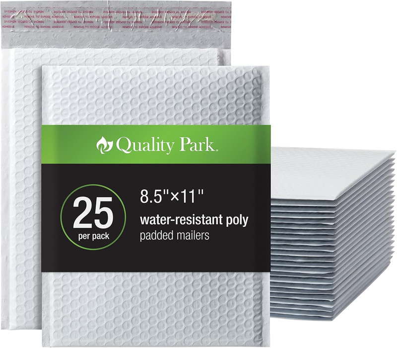 Bubble Mailers, 8.5 X 11 Shipping Envelopes, Water Resistant White Poly Padded E gallery