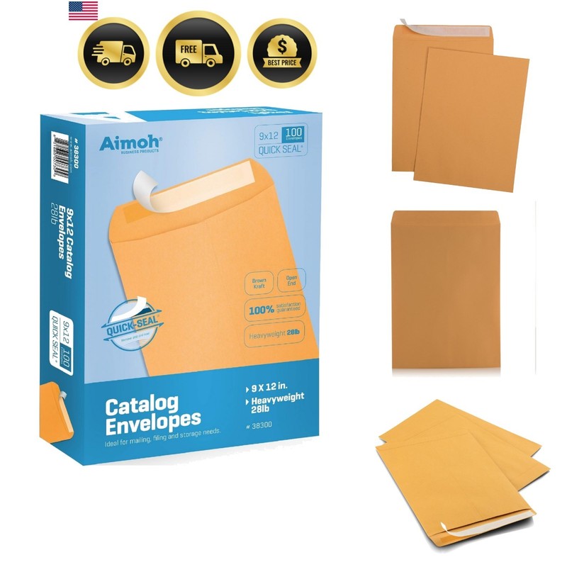 9 X 12 Self-Seal Brown Kraft Catalog Mailing Envelopes – 28lb – 100 Count, 9x…