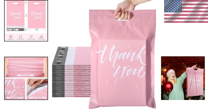 Attractive Pink Mailing Bags with 'Thank You' Design - 50 Self-Seal Mailers gallery