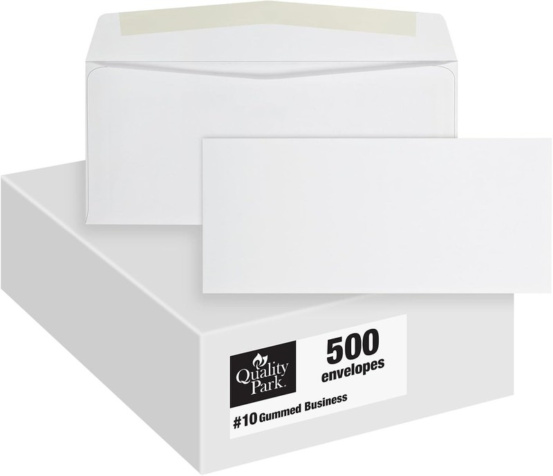 Professional White Mailing Envelopes, 500 Count, 4-1/8x9-1/2 Inches, Gummed Seal gallery