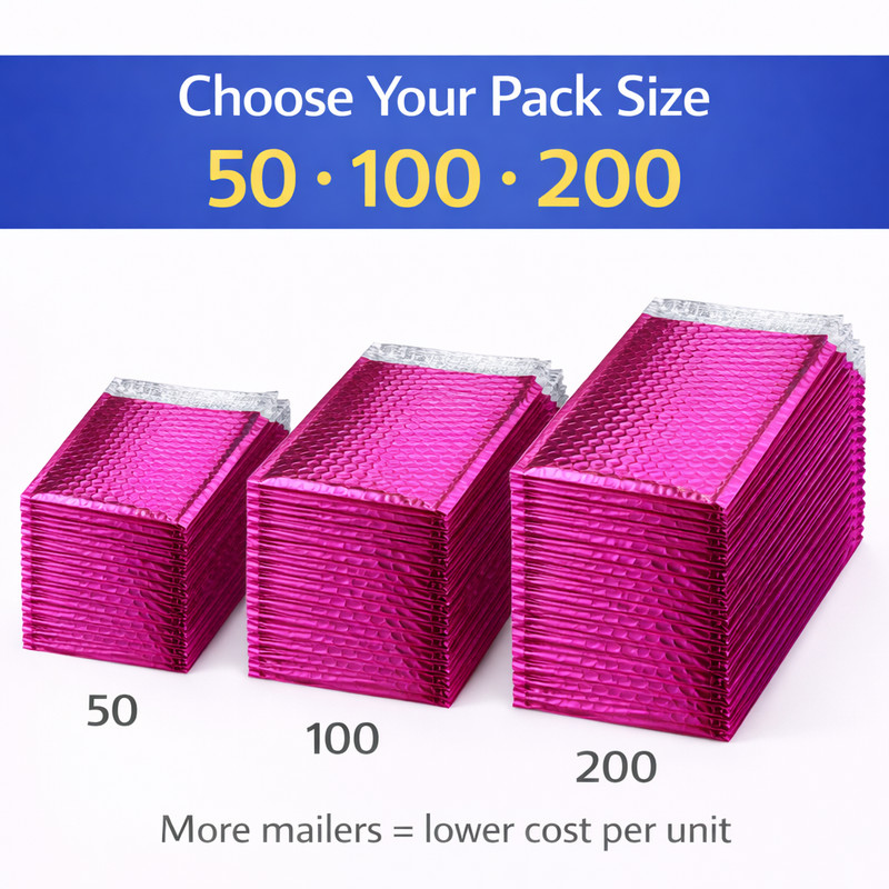 Metallic Pink Poly Bubble Mailers #2 8.5x12 Padded Envelopes 50 100 200 gallery