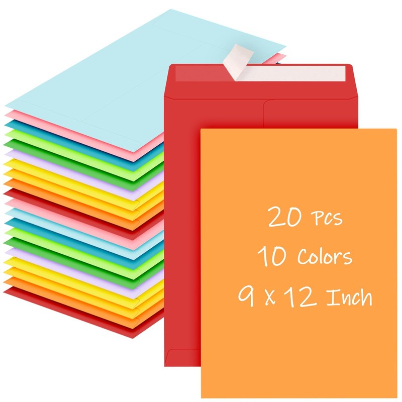 9 X 12 Envelopes20 Pcs Mailing EnvelopesColorful Large Envelope100 GSM