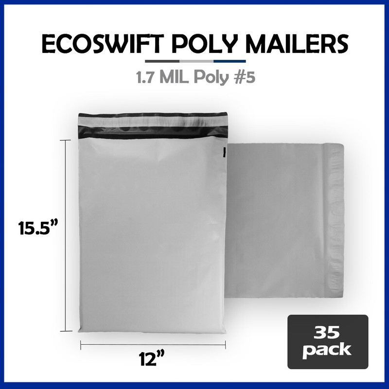 35 12×15.5 EcoSwift Poly Mailers Plastic Envelopes Shipping Mailing Bags 1.7MIL