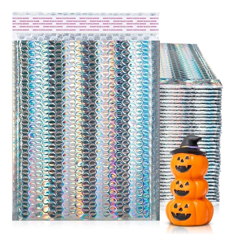 Holographic Metallic Bubble Mailers 8.5×11″ 175 Pack Self-Seal