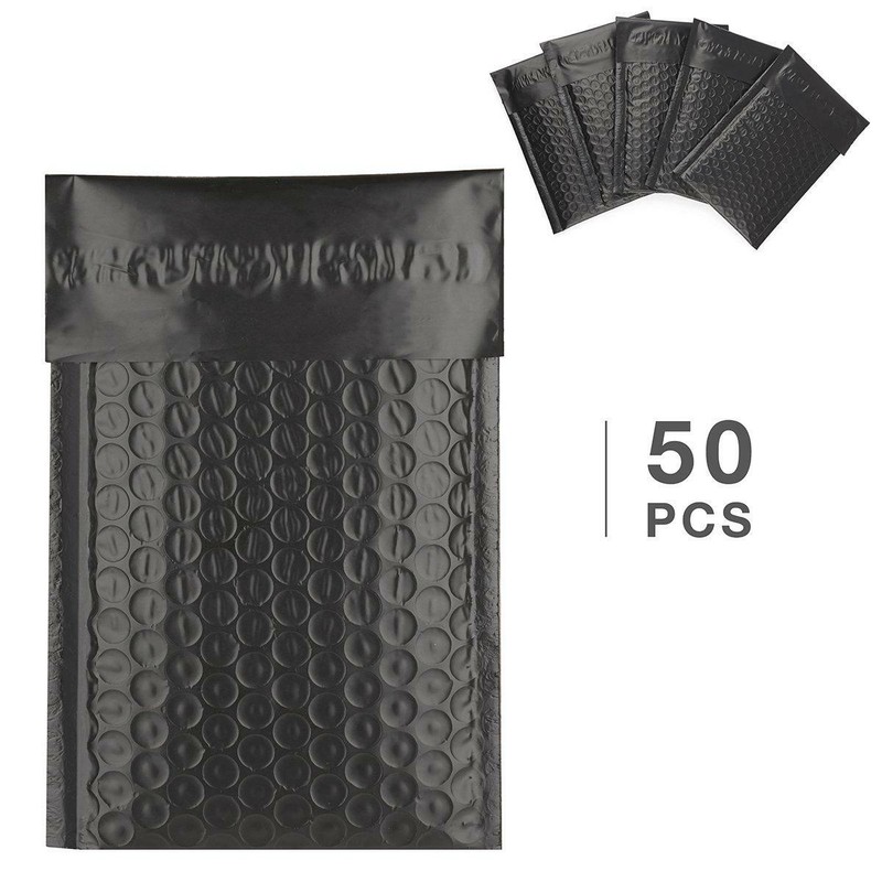 Fu Global #000 4x8 Inch Black Poly Bubble Mailer Self Seal Padded Envelopes Pack