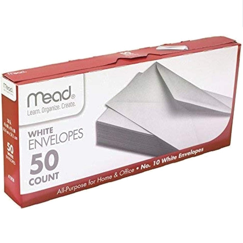 All-Purpose 50-Piece White Envelopes with Gummed Seal - Letter Size Essentials