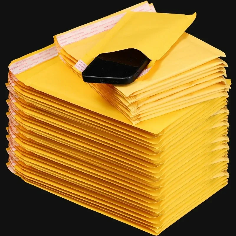50/10X Kraft Paper Bubble Mailers Envelopes Bags Bubble Mailing Bags Home Yellow gallery