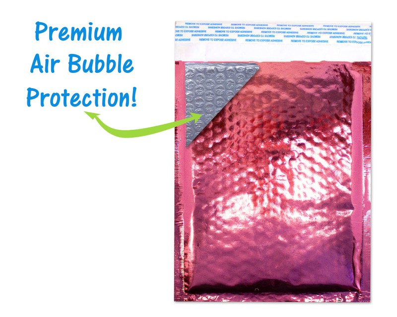 10-500 Lot~6x10 ~Pink Rose and Teal Combo Pack Metallic Foil Poly Bubble Mailers gallery