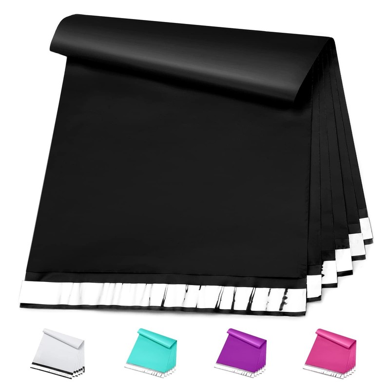Black Poly Mailers 14.5×19 100 Pack Self-Seal Shipping Bags for Clothing Busi…
