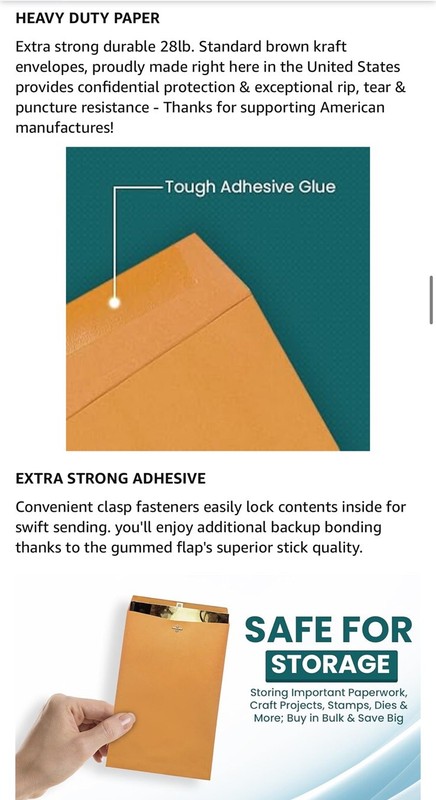 10X13 Clasp Envelopes 15 Pack, Manilla Envelopes 10X13-100Gsm Kraft Papi gallery