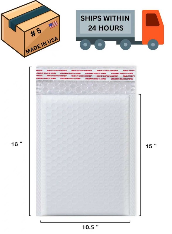 200PCS #5 Poly Bubble Mailers Shipping Mailing Bags Padded Envelopes 10.5×16