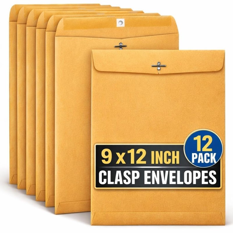 1InTheOffice Manila Envelopes 9×12, Clasp One Size, Brown