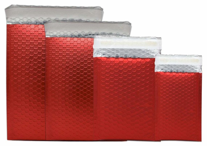 Heart Red Metallic Bubble Mailers 4×8, 8×12, 6×10, 10×16 NEW Padded Envelopes