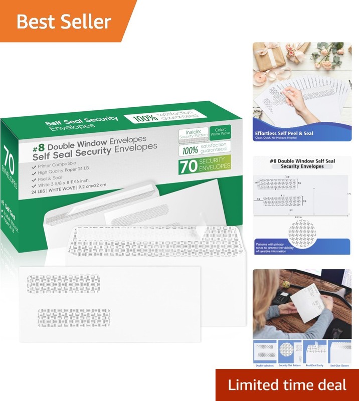 Protective Double Window Self-Seal Envelopes – 70 Count for Secure Mailings