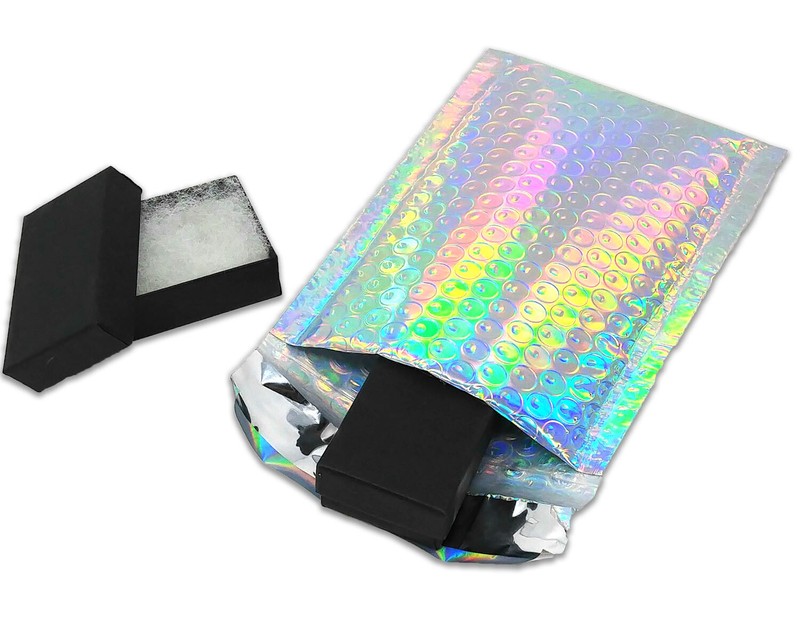 4X8 Holographic, Sunset Peach Bubble Mailers, Metallic Padded Shipping Mailing gallery