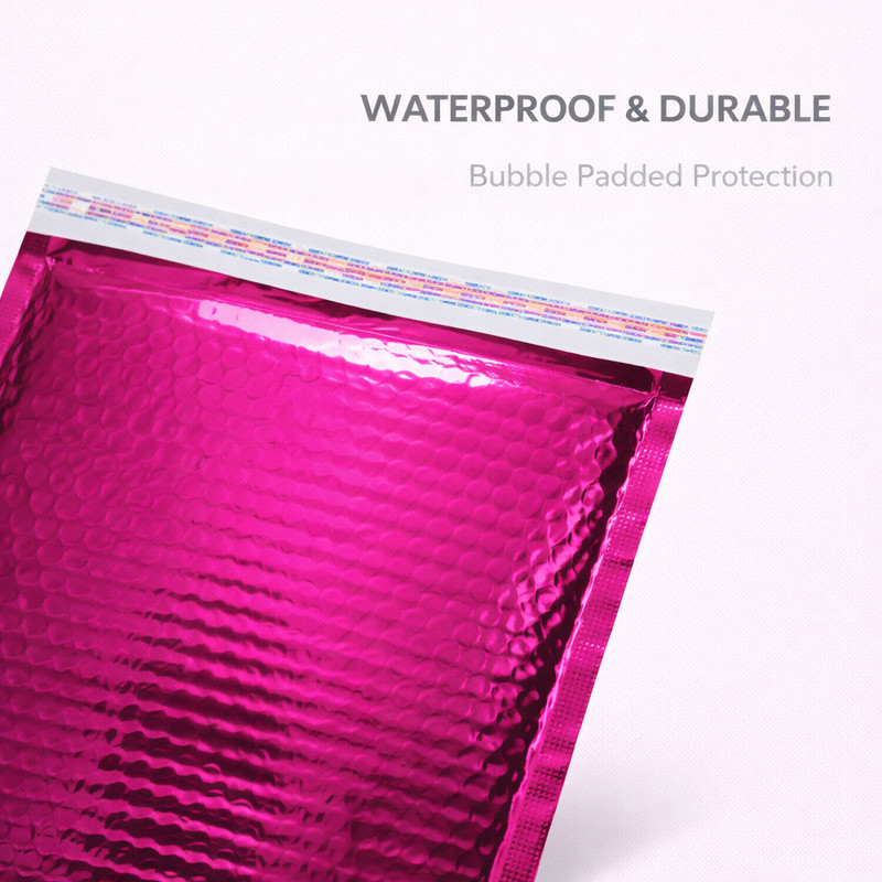 Glamour Hot Pink Metallic Bubble Mailers 6.5x10 Peel & Seal Shipping Envelopes gallery