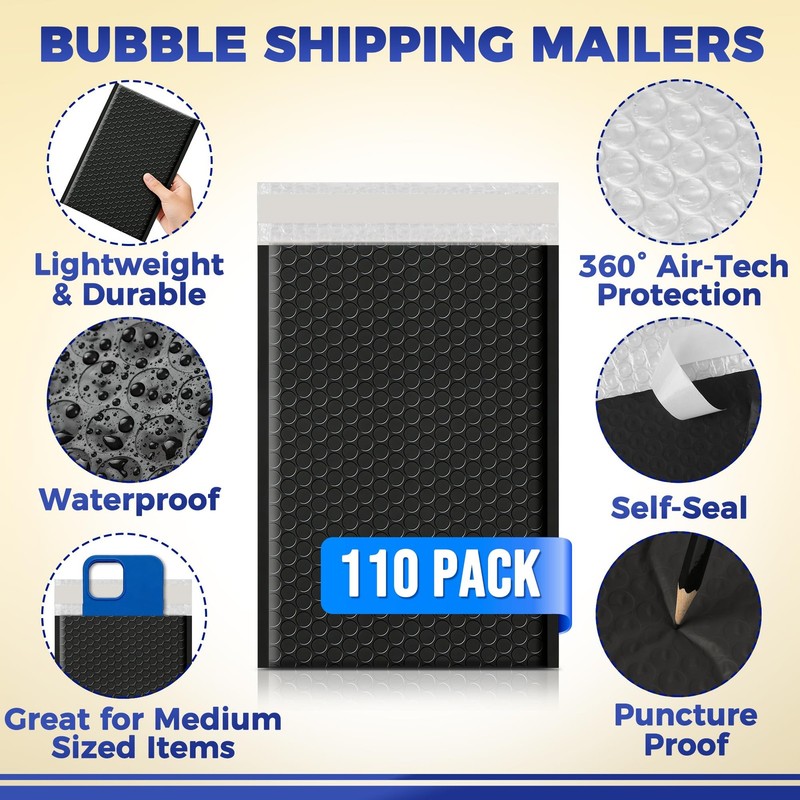 110 Pack 6’’ x 10’’ Bubble Mailer - Self-Sealing Waterproof Small Mailing Env... gallery