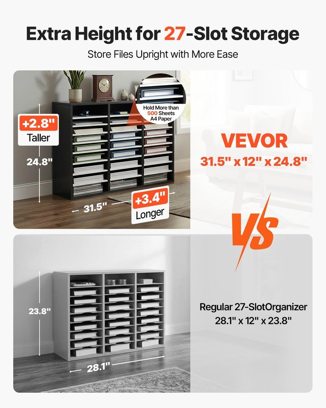 Vevor 27 Compartments Wood Literature Organizer Adjustable Shelves Medium gallery