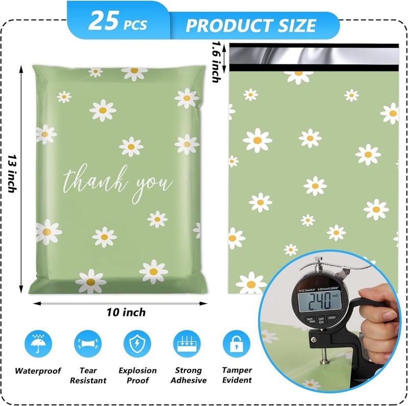 Elegant 10x13 Waterproof Poly Mailer Bags - 25 Pcs for Secure Business Shipping gallery
