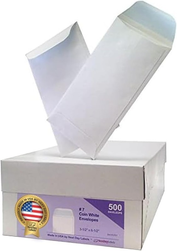 Coin Envelopes - 500-Pack White Gummed Money Envelopes for Cash, Coins, Jewel... gallery