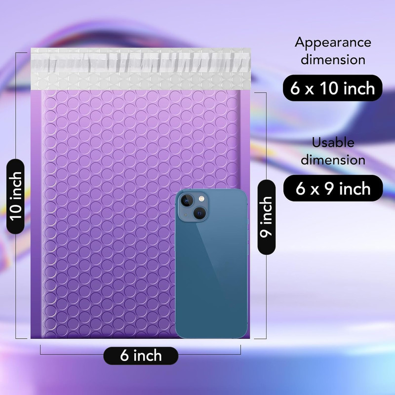 Opaque Bubble Mailers 6X10 Inch 100 Pack Gradient Purple Padded Envelopes Usable gallery