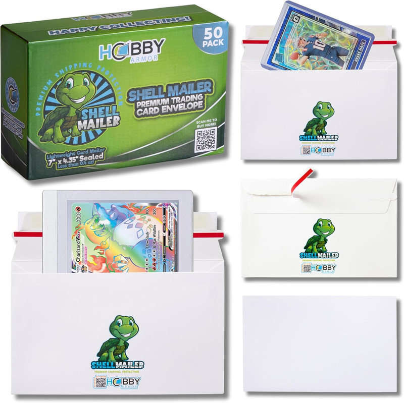 50 Pack Shell Mailer Trading Card Envelopes by Hobby Armor, 7″ x 4.35″ Trading C