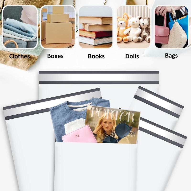 60 Pack Not Padded White Poly Mailers Variety Pack, 6x9 Inch & 9x12 Inch & 10... gallery