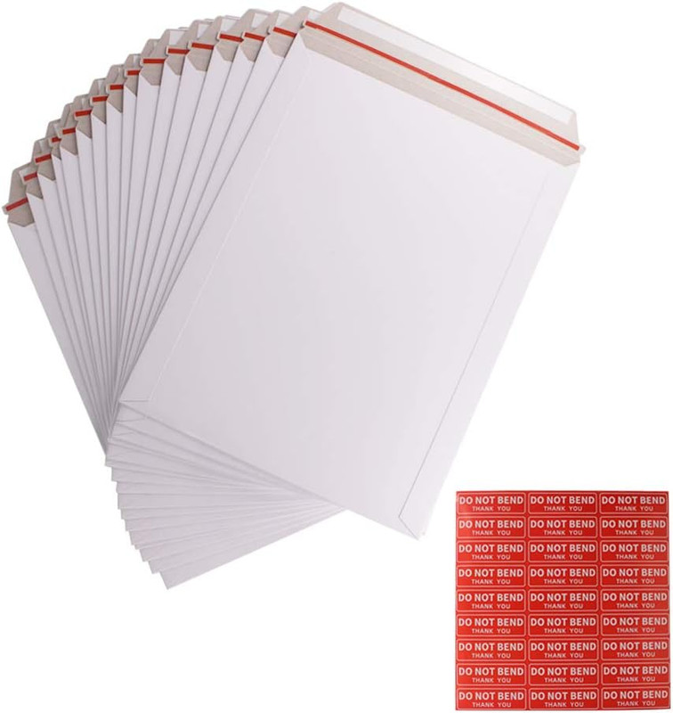 50 Pack 9X12 Inch Self Seal Photo Document Mailers Stay Flat White Cardboard Env