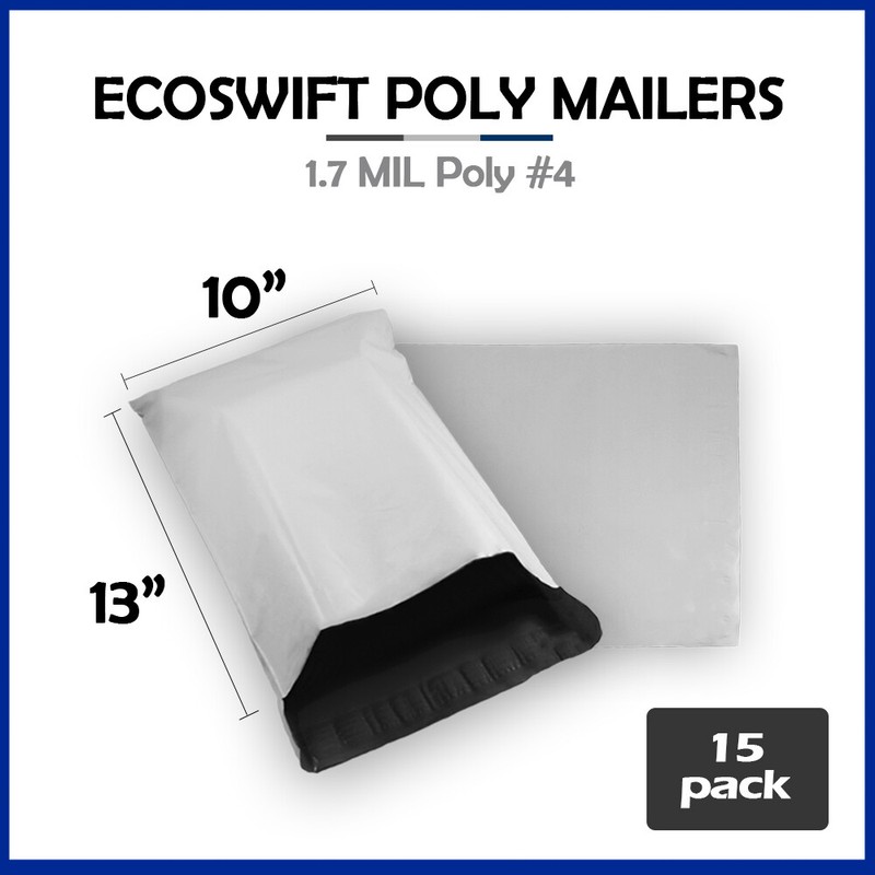 15 10×13 EcoSwift Poly Mailers Plastic Envelopes Shipping Mailing Bags 1.7MIL