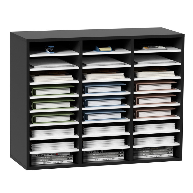 Vevor 27 Compartments Wood Literature Organizer Adjustable Shelves Medium