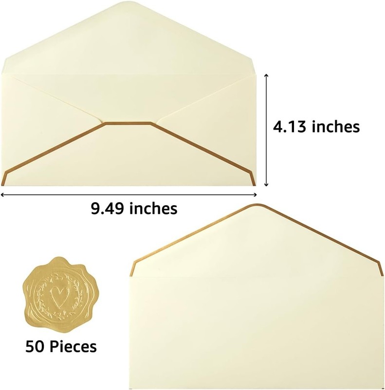 Durable Paper Envelopes 50 Count Cream Color for Baby Showers and Graduations gallery