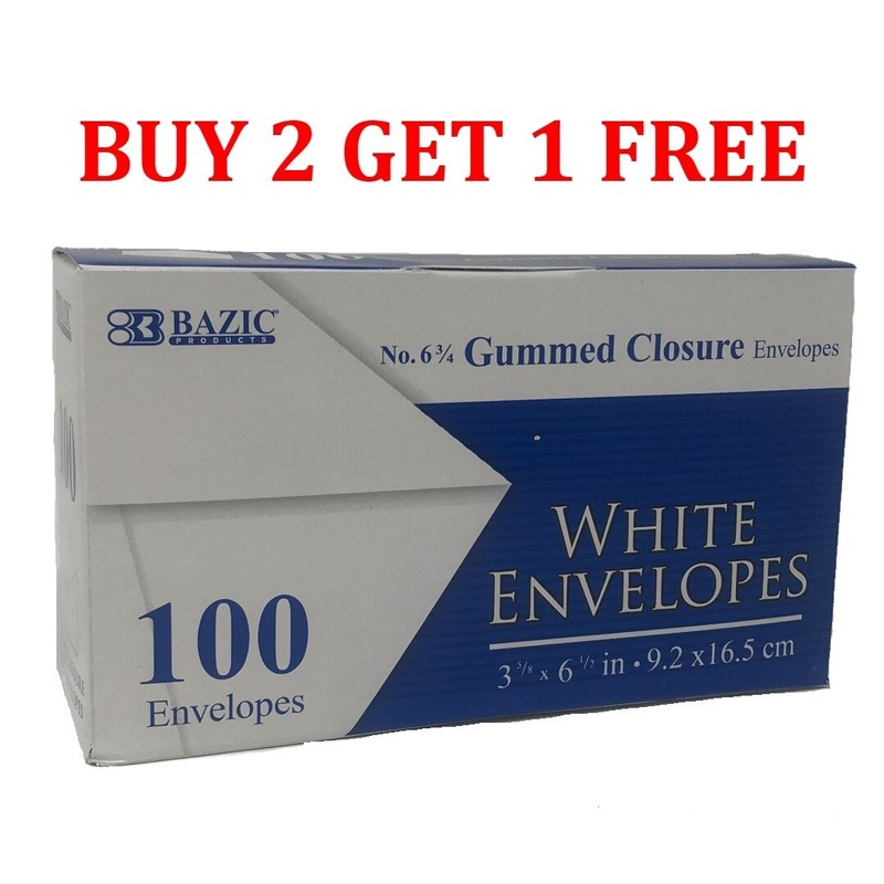 100 Gummed Closure White Letter Mailing Standard Envelopes 3-5/8 x 6-1/2