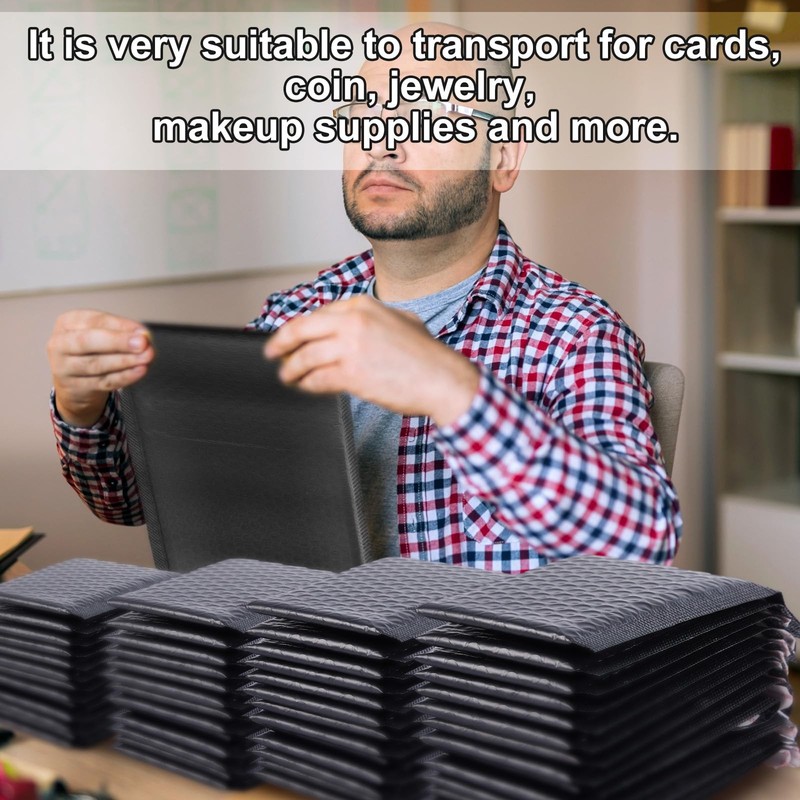 100 Pcs Bubble Mailer 4 Sizes Self Adhesive Black Waterproof Padded Envelopes... gallery