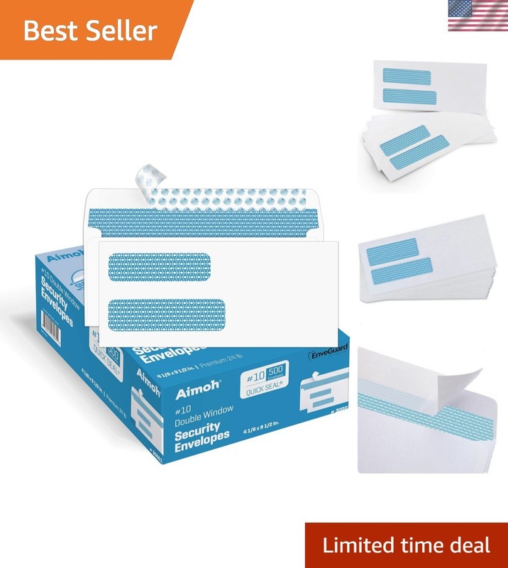 500 Count Double Window Self Seal Security Envelopes – for Invoices, Statemen…